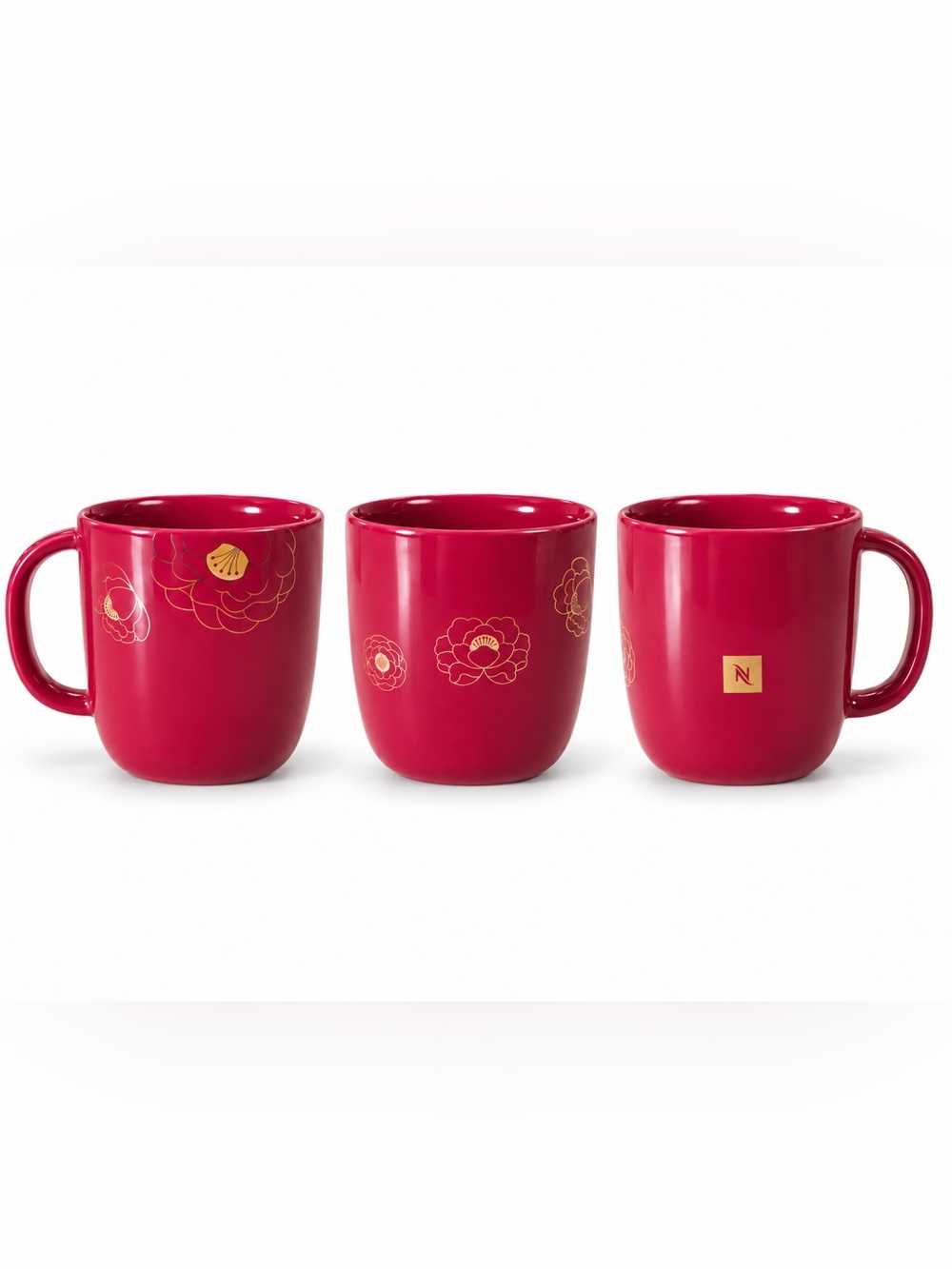 Nespresso Collections N2439 Magenta Gold Floral Ceramic Coffee Mug